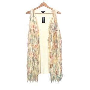 Lauren Michelle Multi Color Fringe Sweater Vest Size Small NWT Coastal Cowgirl